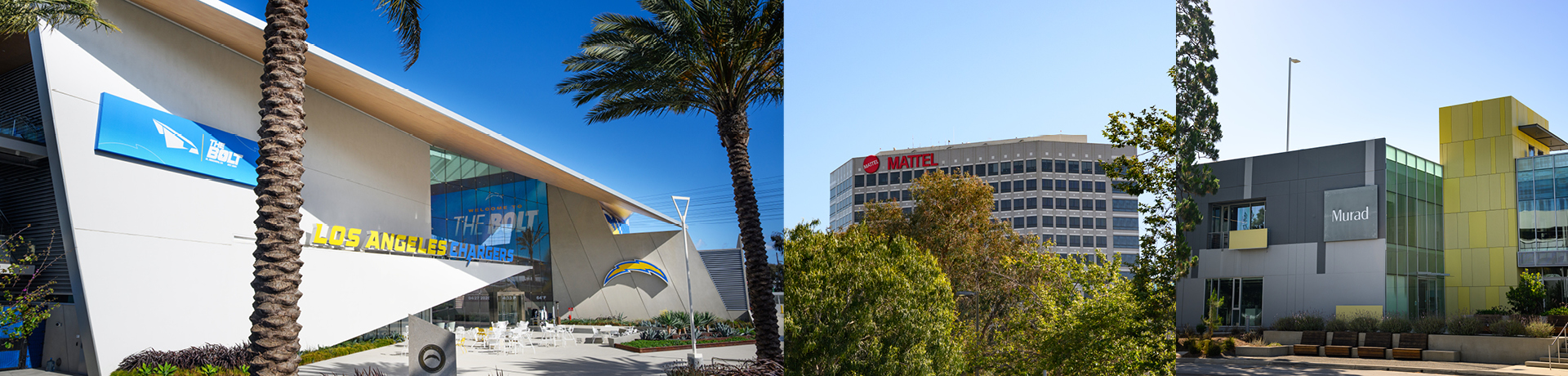 Los Angeles Chargers, Mattel, and Murad buildings